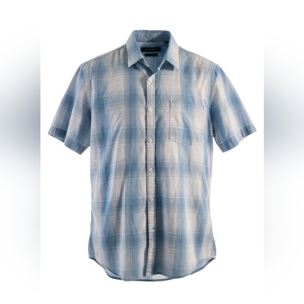 Alfani Men's Light Blue Plaid Button Down Shirt